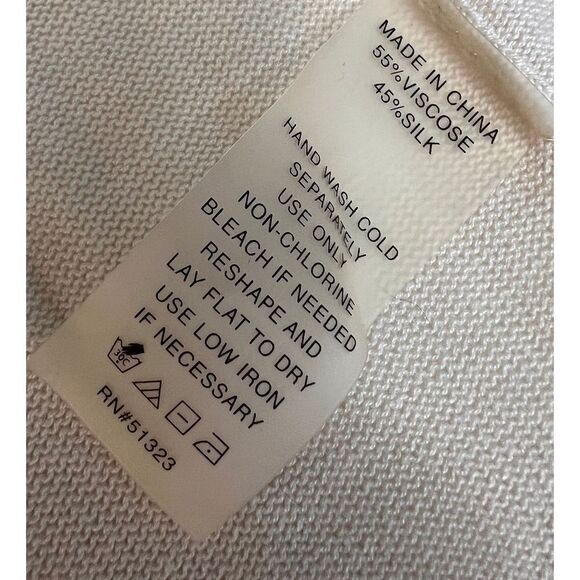 Chaus Waterfall Cardigan XL White Silk Pockets - Picture 6 of 6